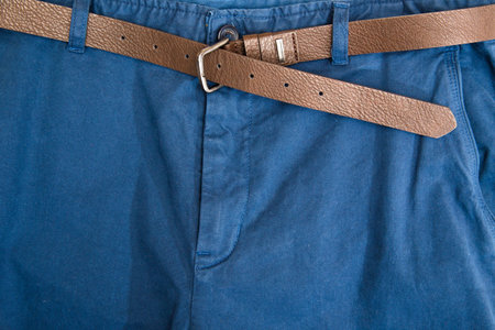 Blue pants with a strapの写真素材
