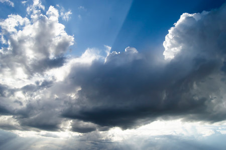 sky clouds blue white gray cloud sunlight fresh spring rainのeditorial素材