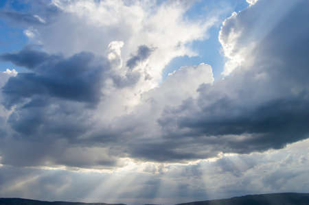 sky clouds blue white gray cloud sunlight fresh spring rainのeditorial素材