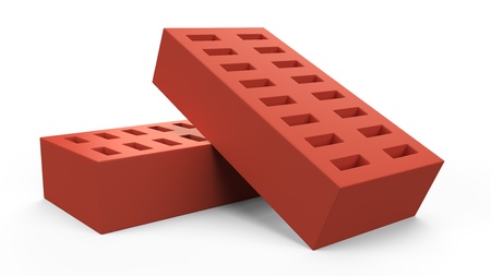 3D pair of bricks illustration isolated on white backgroundの写真素材