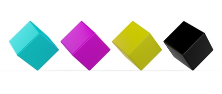 3d cmyk color cubesの写真素材
