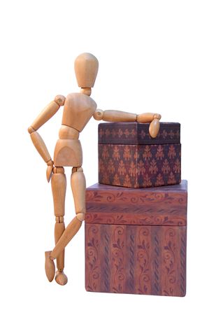 Art model with gift boxes.の写真素材
