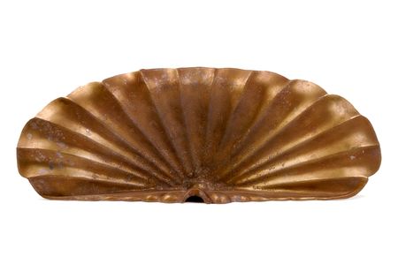 Old metal shell, chipped and pitted, shallow DOF.の写真素材