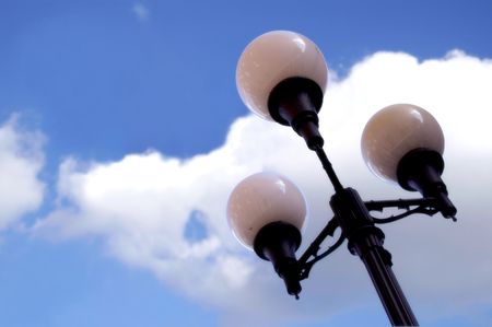 Streetlamps and blue skies.の写真素材