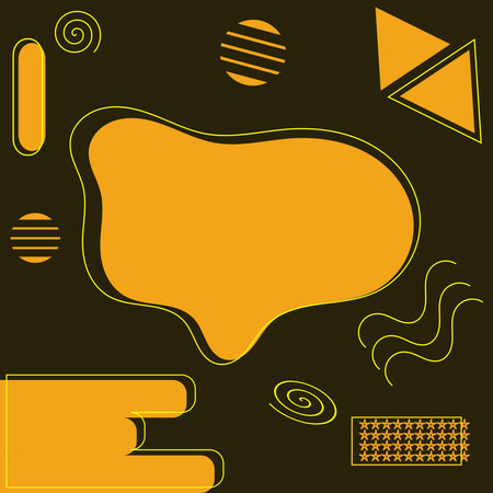Vector Memphis background, abstract shape, gold, orange, yellow, dark brown. Suitable for wallpaper, backdrop, invitation card, etc.のイラスト素材