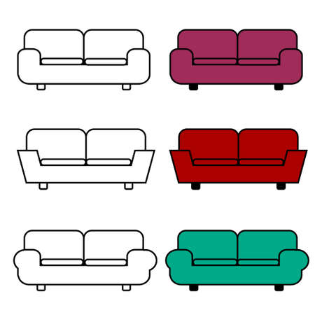 Vector set of different kinds of sofasのイラスト素材