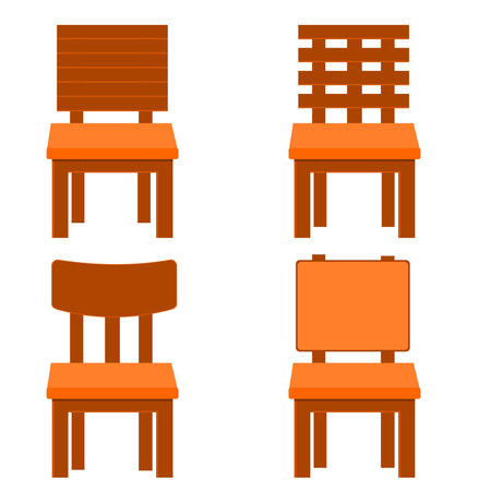 Simple wooden chair vector setのイラスト素材