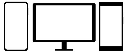 mock up illustration of smartphone and monitor screen with blank view isolated case