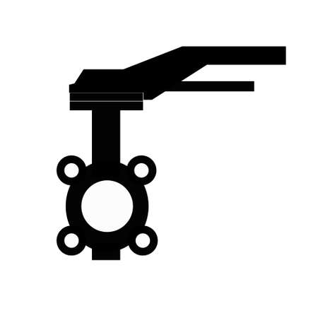 Vector silhouette of butterfly valve isolated on white backgroundのイラスト素材