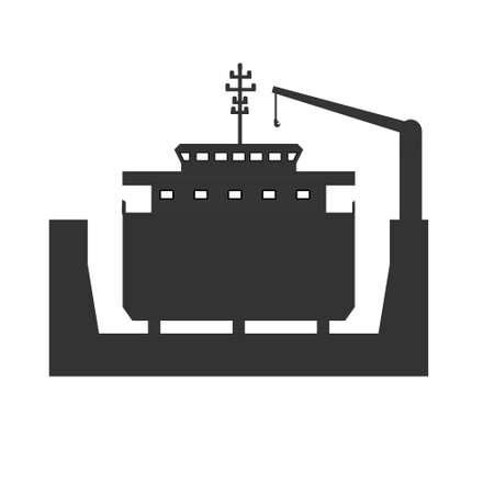 Vector illustration of a ship on a floating dockのイラスト素材