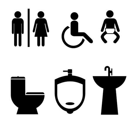 toilet symbols set. Set of vector toilet icons isolated on whiteのイラスト素材