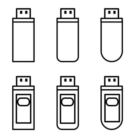 Flash disc vector design line icons with various shapes and stylesのイラスト素材