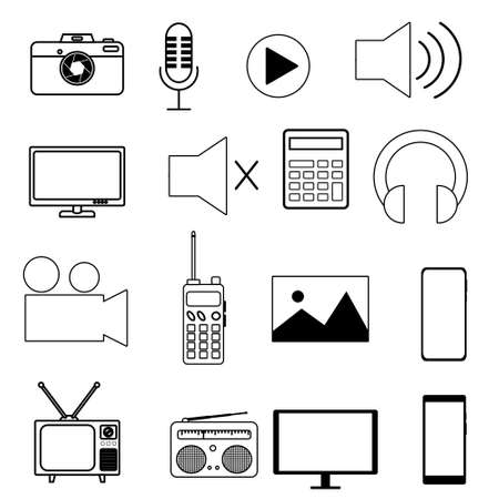 Vector set of multimedia and radio iconsのイラスト素材