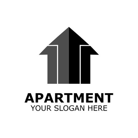 real estate logo design. Illustration of the number one and arrow forming a house or apartmentのイラスト素材