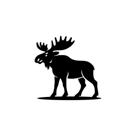 A bold moose silhouette illustration featuring large antlers and a strong stanceのイラスト素材