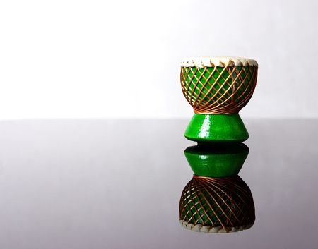 Indian Green Drum with inverted imageの写真素材