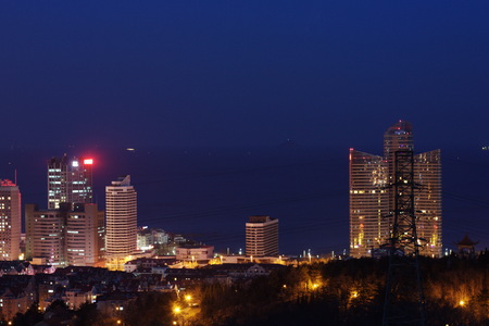 Qingdao city night sceneの写真素材