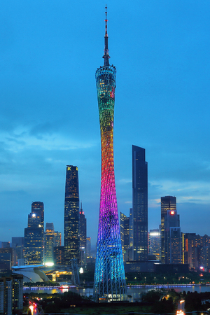 Night view of Zhujiang New Town, Guangzhouのeditorial素材