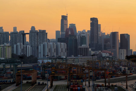 Singapore port sunrise