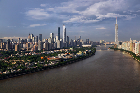 Guangzhou Pearl River City Scenery rainbowのeditorial素材