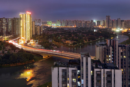 Chengdu City Tianfu new financial high tech Zoneのeditorial素材