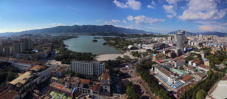 Panorama of Zhaoqing seven star stone archway squareのeditorial素材