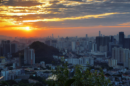 overlooking Tianhe City sunrise sceneryのeditorial素材