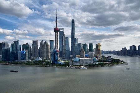 Shanghai Huangpu River Lujiazui - The Bund and City Building Sceneryのeditorial素材