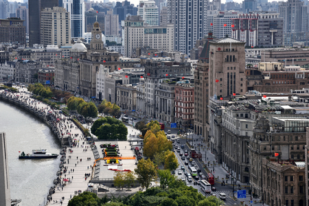 Shanghai Bund old building city architecture sceneryのeditorial素材