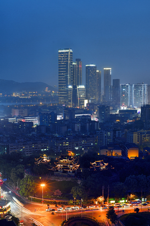 Changsha Tianxin Pavilion night viewのeditorial素材