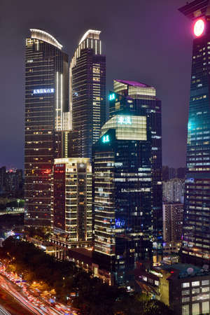 Shenzhen Chegong Temple City Architecture Scenery Nightのeditorial素材