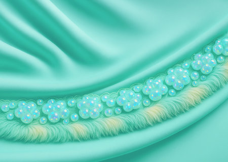 blue silk with beads and pearls, 3d rendering. Computer digital drawing.の素材