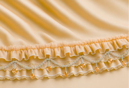 The background image of the silk fabric, the texture of the satin is yellowの素材