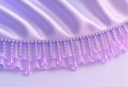 3d rendering of a purple fabric with a zipper and pearlsの素材