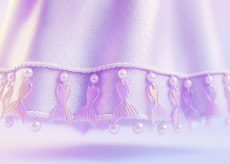 Closeup of beautiful purple lace with pearls. Selective focus.の素材