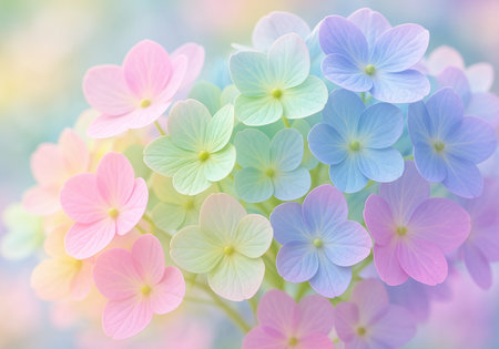 Hydrangea macrophylla in soft color and blur style for backgroundの素材