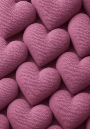 Pink heart-shaped cushions. Abstract background and texture for design.の素材