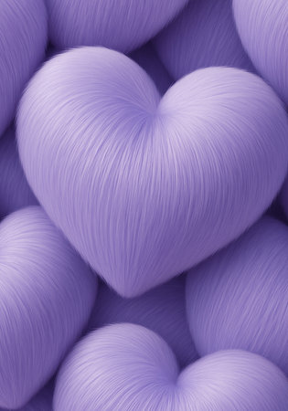 Purple hearts as seamless background. 3d rendering, 3d illustration.の素材