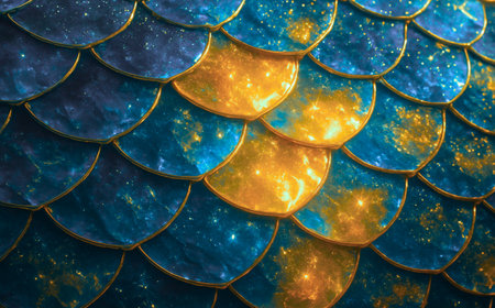 abstract background with golden and blue pattern on the surface of glassの素材