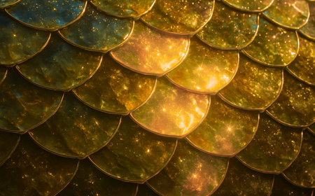 Abstract background of golden scales. 3d rendering, 3d illustration.の素材