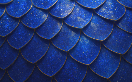 3d illustration of blue metallic background with golden pattern, closeupの素材