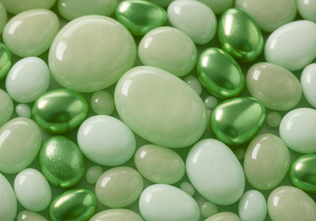 many green and white candies as background, closeup of photoの素材