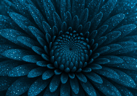 Blue chrysanthemum flower macro close up, abstract floral backgroundの素材