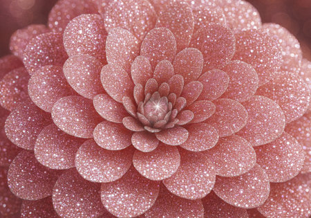 Close-up of a pink flower with dew drops on itの素材