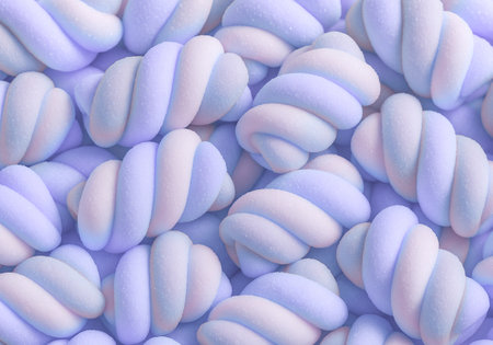 Blue and white marshmallows background. 3d rendering, 3d illustration.の素材