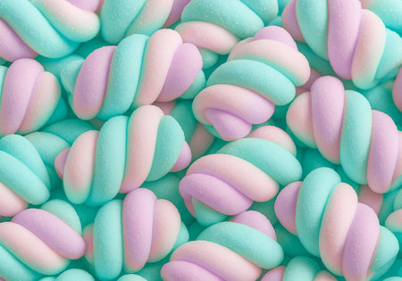 Colorful pastel marshmallows background. Top view. Flat lay.の素材
