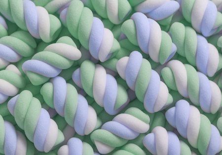 Close up of blue and green marshmallows as background or textureの素材