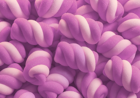 Pink and white marshmallows background. 3d rendering, 3d illustration.の素材