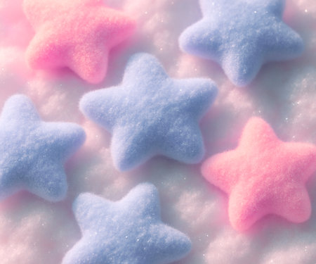Colorful sugar stars on a white background. Close-up.の素材