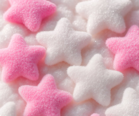 pink and white star shaped candies, closeup of photoの素材